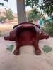 Two-Headed Wooden Elephant Stool Colorful Painted Mini Table
