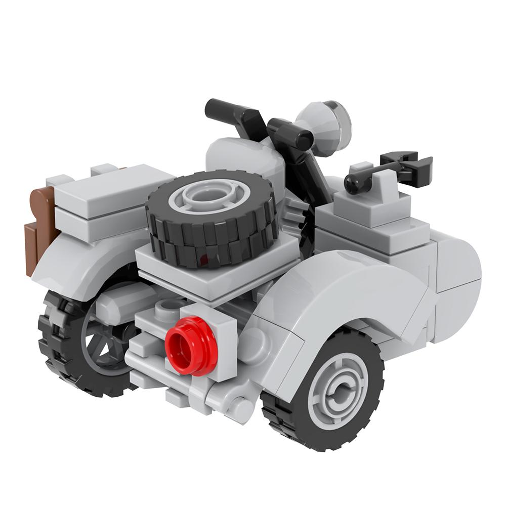 MOOXI Type 97 Military Motorcycle With Sidecar MOC Bricks Wars WW2 Car Compatible Action Figures Model Building Blocks Kids Toys