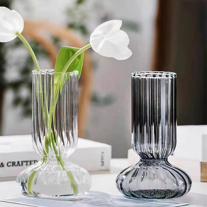 High-End Glass Tabletop Vase - Elegant Decorative Ornament for Fresh Flowers