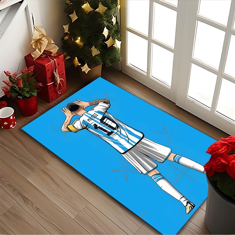 1pc Football Star Messi Printed Chair Rug for Home Office Use, Living Room Kitchen Game Room Area Carpet