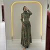 Middle East Arabia Dubai Saudi Arabia Spring New Floral Skinny Long Sleeve Pendulum Dress Women's Skirt