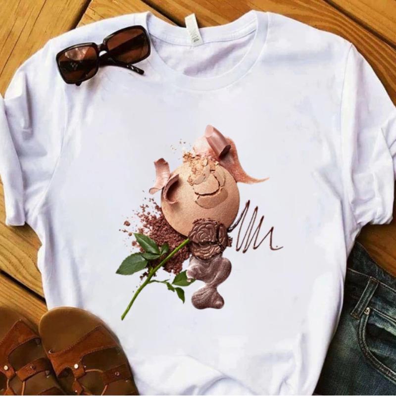 European and American Nail Polish Simple Women's Casual Cute Large Size Short-sleeved T-shirt Women Clothes Tops