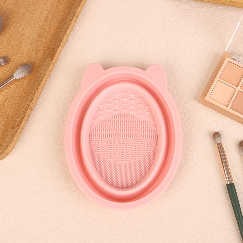 

Засіб для чищення пензлика для макіяжу Чаша для чищення Набір інструментів для пензлика Ретельне очищення без пошкодження щетини Пудрова пухова пудра для сухого чищення рожевий