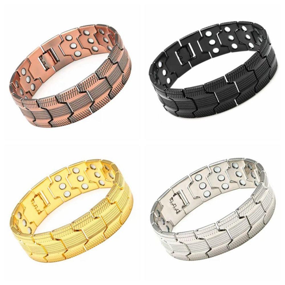 High Quality Adjustable Copper Bracelet Fold-Over Clasp Jewelry Gift Magnetic Bracelet 3X Strength Copper Wristband For Men