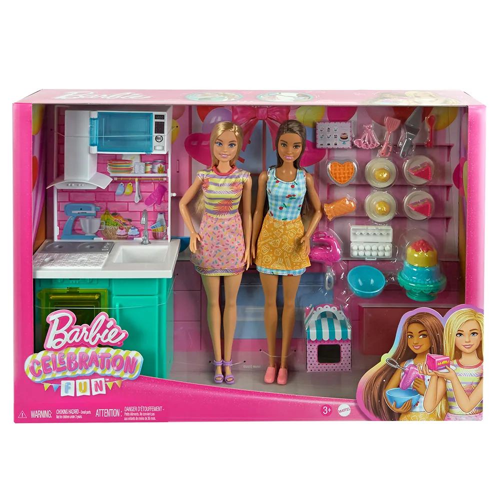Barbie hjy94 dolls baking party set 2 dolls