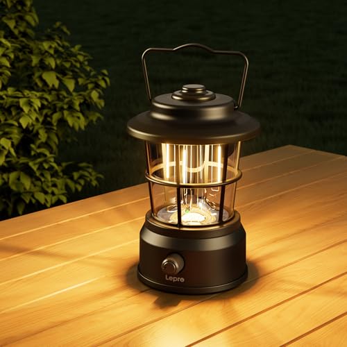 Lepro Lantern, USB Rechargeable, Retro LED Lantern, Stylish Camping Lantern with Antique Style, Perfect for Solo Camping [High Brightness, Switchable