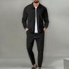 Mens Slim Fit Jacket Set Long Sleeve Cardigan Coat Pants Casual Outfit
