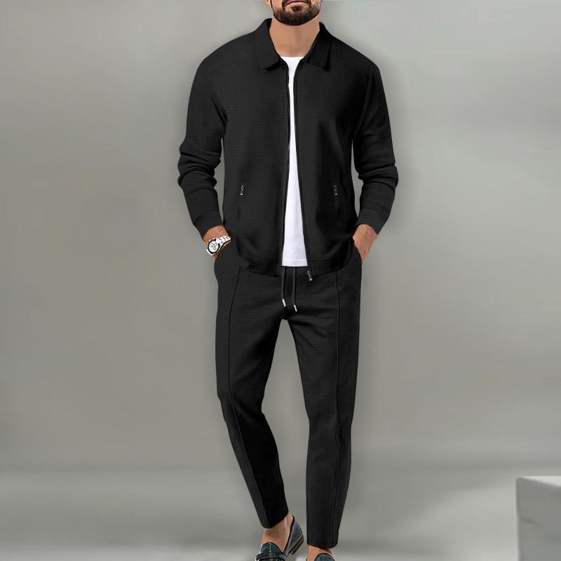 Mens Slim Fit Jacket Set Long Sleeve Cardigan Coat Pants Casual Outfit