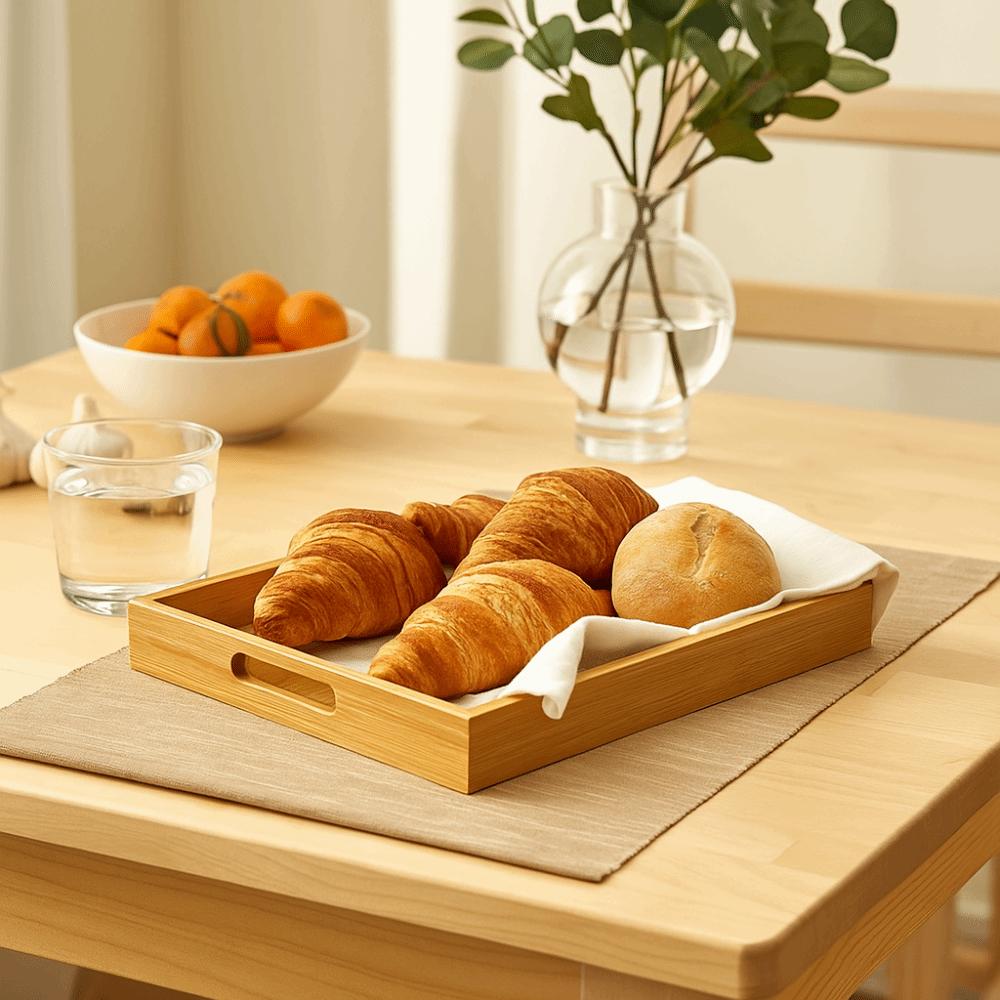 Rectangle Bamboo Tray Stylish Design Food Tray Multi-Purpose Fruit Tray  Kitchen Use