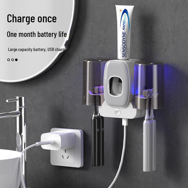 Smart Wall-Mounted Toothbrush & Cup Holder with Sterilizer