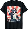 Funny DJ Cat with Headphones Retro Music Lover Art T- Unisex T-Shirt