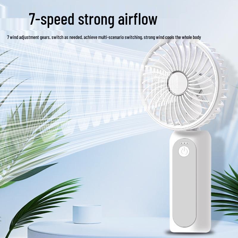 Portable 7-Speed High-Speed Foldable Handheld Neck Fan with Strong Wind and USB Connectivity.