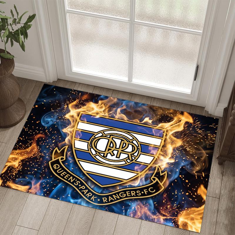 Queens Park Rangers Football Design Crystal Velvet Carpet Cozy Non?Slip Printed Rug For Bedroom Living Room Entrance