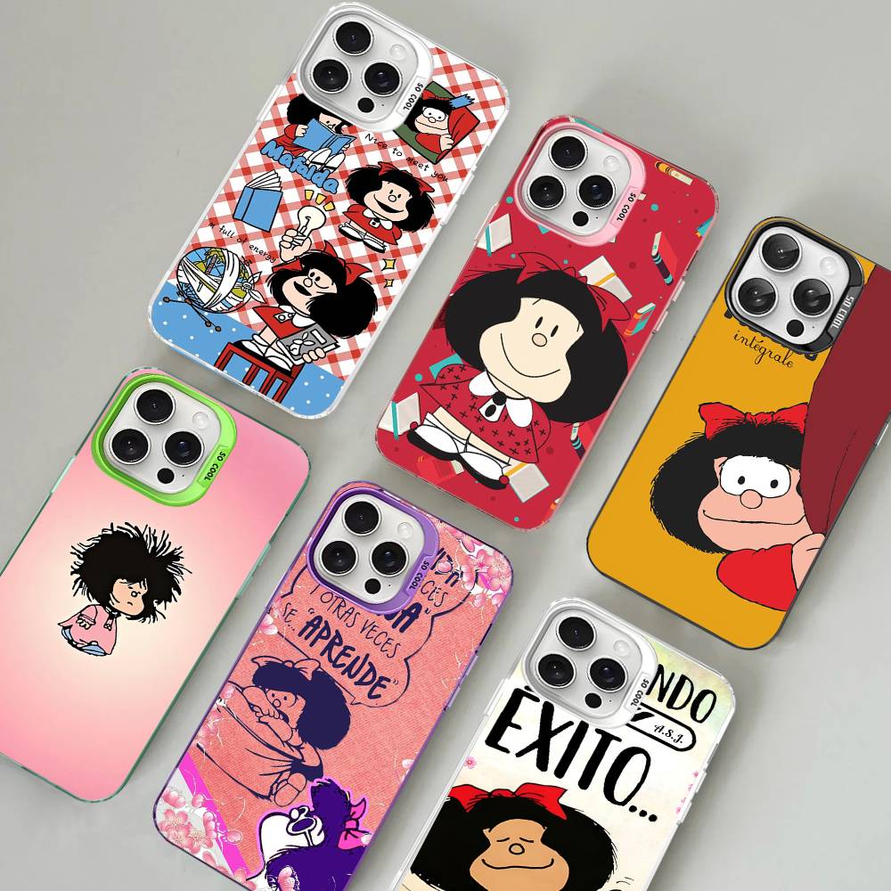 Cartoon M-MafaldaS Anime Phone Case Color Silver Shell For LPhone 17 16 16e 15 14 13 12 11 Pro Max Plus