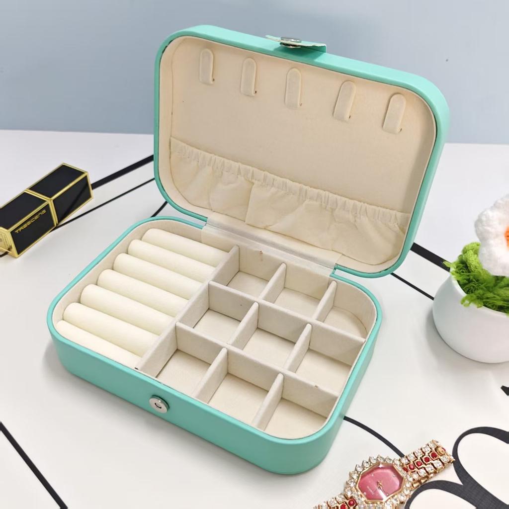 Girls Travel Jewelry Storage Box, Removable Baffle Stud Earrings Ring Bracelet Jewelry Box