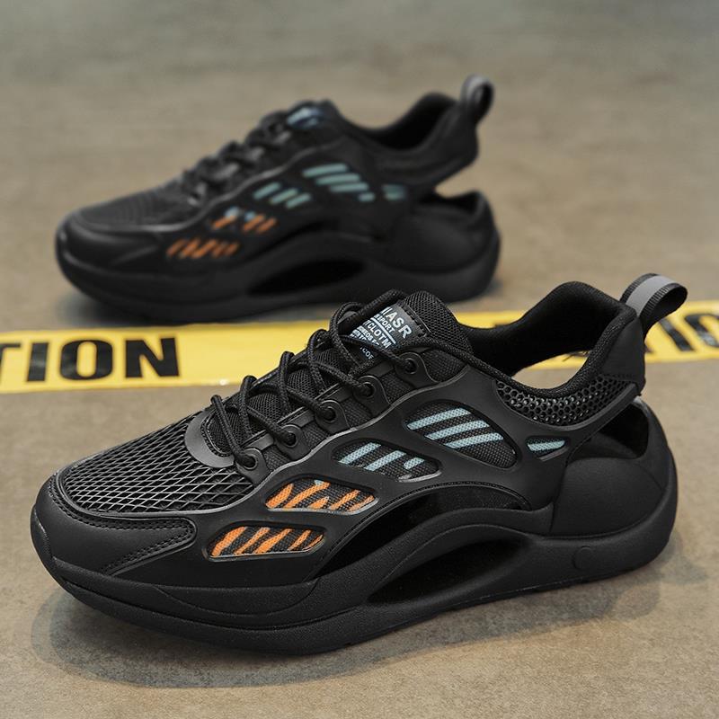 Fashion Sandals for Men's Summer Outerwear Breathable and Odor Resistant Hollow Toe Sports Slippers for Men's Outdoor Hole Beach Sandals