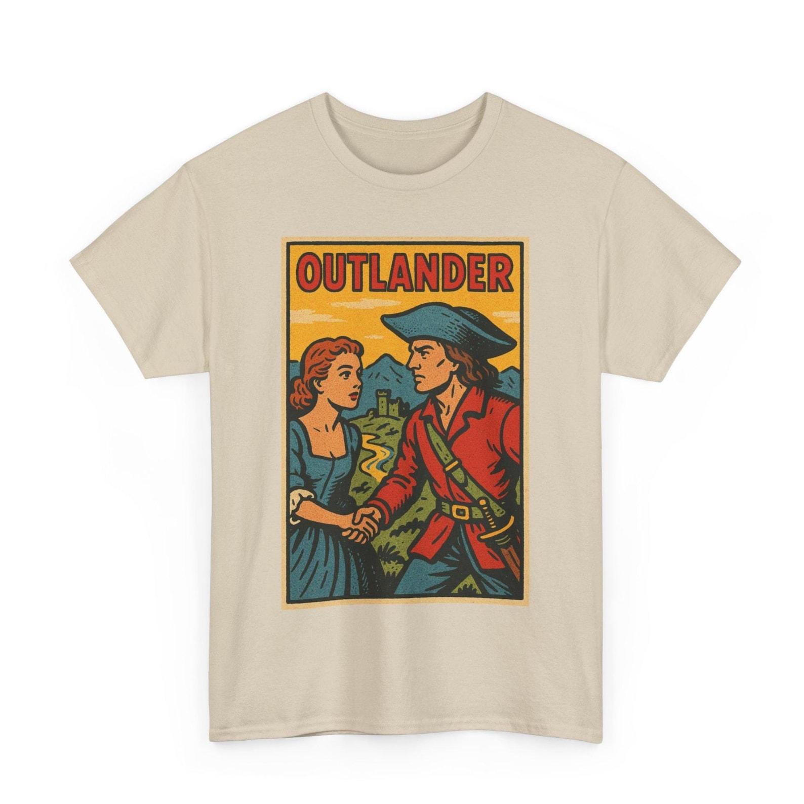 Outlander Book T-Shirt: Retro Comic Style Highland Romance Tee L