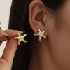 Starfish Starfish Earrings Golden Seashell Dangle Earrings Retro C-Shape Earrings Set  Summer