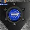 Blue Yellow Stitching Italy Style V1 Steering Wheel Real Leather 14inch 350mm Flat Italy Back Engraving Racing Street Sport