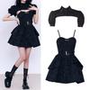 AOTYP Gothic Black Sleeveless Mini Dress for Idol Perfect for and Christmas Perfect for Mori Girl Perfect for a Size Cosplay, Events, Parties, Gifts.