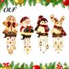 Warm Winter Night Decorations Lighted Christmas Railing Figurine, Cute Santa/Elk/Penguin/Gingerbread Cascading Holiday Lights Water Flowing