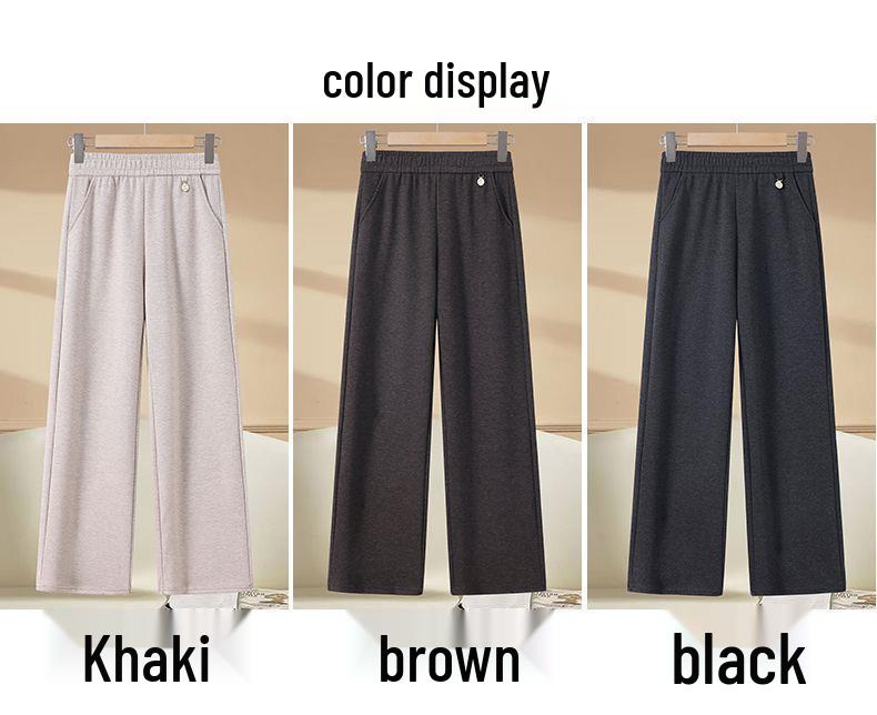 Mom's High-Waisted Drapey Wide-Leg Pants for Autumn/Winter - Plus Velvet for Middle-Aged and Elderly Women