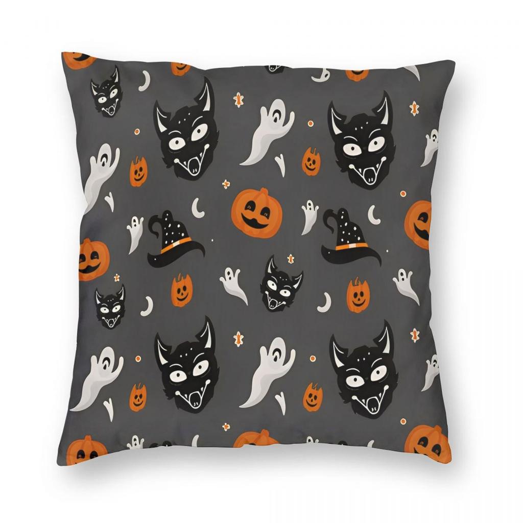 Halloween Cute Ghost Pumpkin Pillowcase Printed Fabric Cushion Cover Gift Throw Pillow Case Cover Home Zipper Cm