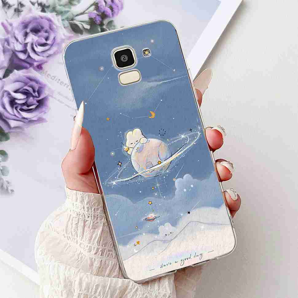 For Samsung Galaxy J6 2018 SM-J600F Case Fashion Girl New Flowers Soft Silicone TPU Cover For Samsung j6 J6 2018 Phone Shell