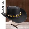 Leather Western Cowboy Hat Men'S Gentleman Godfather Hat Pu Material Panama Cowboy Hat Jazz Hat  Sombrero Para Hombres