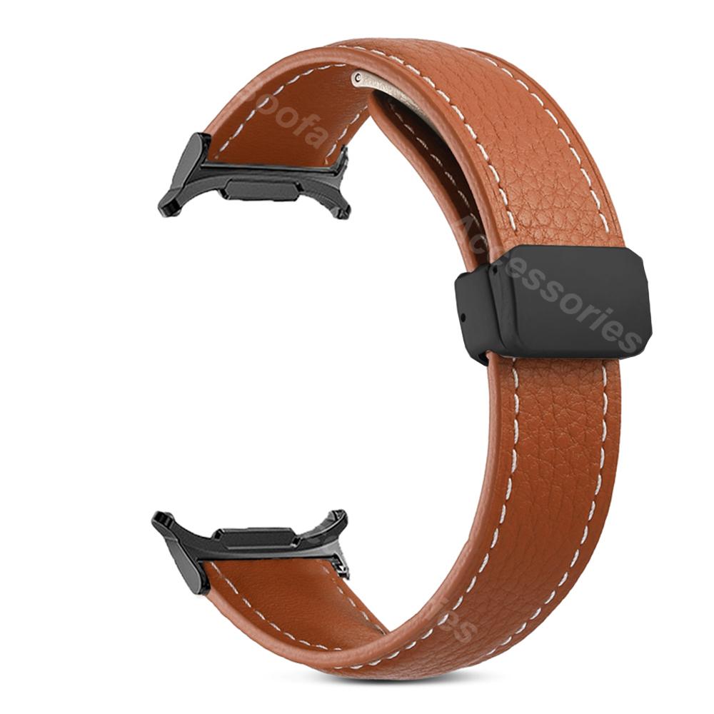 No Gaps Magnetic Strap For Samsung Galaxy Watch Ultra 47mm 2025 Metal Leather Band For Galaxy Watch 47 ULTRA 7 Curved End Correa