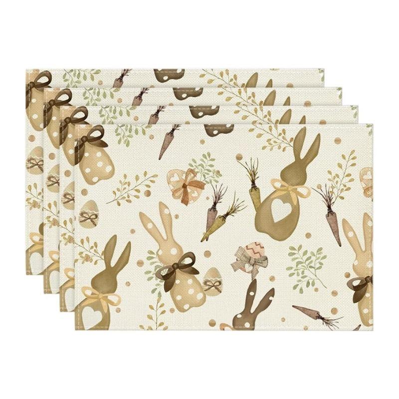 

Пасхальный набор из 1/4 салфеток под приборы с рисунком кролика-моркови в стиле «Буффало», 30 x 45 см, весенние банкетные салфетки, моющиеся салфетки под приборы, украшение для кухонной вечеринки #5-4PC