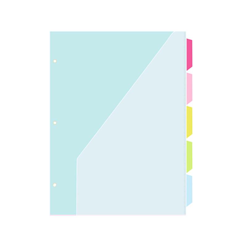 5PCS Colored Discbound Slash Pocket Folder Discbound Notebook Divider Pocket 9 Disc Pocket Envelope for Disc Planner Notebook