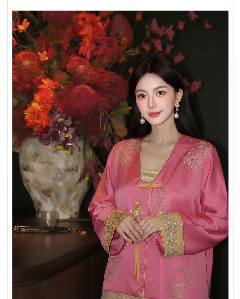 Spring Luxury Embroidered Chinese Style Camisole Dress Set P0160