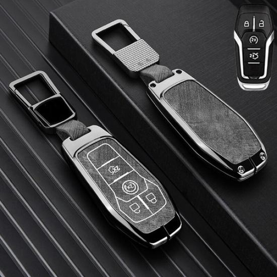 Zinc Alloy Leather Car Smart Key Fob Case Cover Bag For Lincoln MKX MKZ MKC