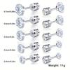 Titanium Steel Double-headed Zircon Stud Earrings Cylindrical Four-claw Stainless Steel Earrings Piercing Jewelry