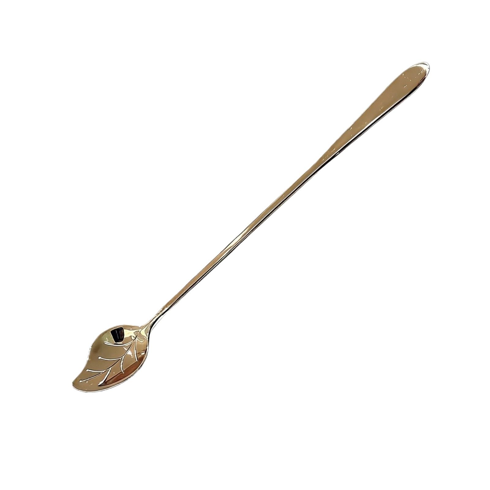 Stainless Steel Long-Handled Mixing Spoon With Extended Dessert Spout