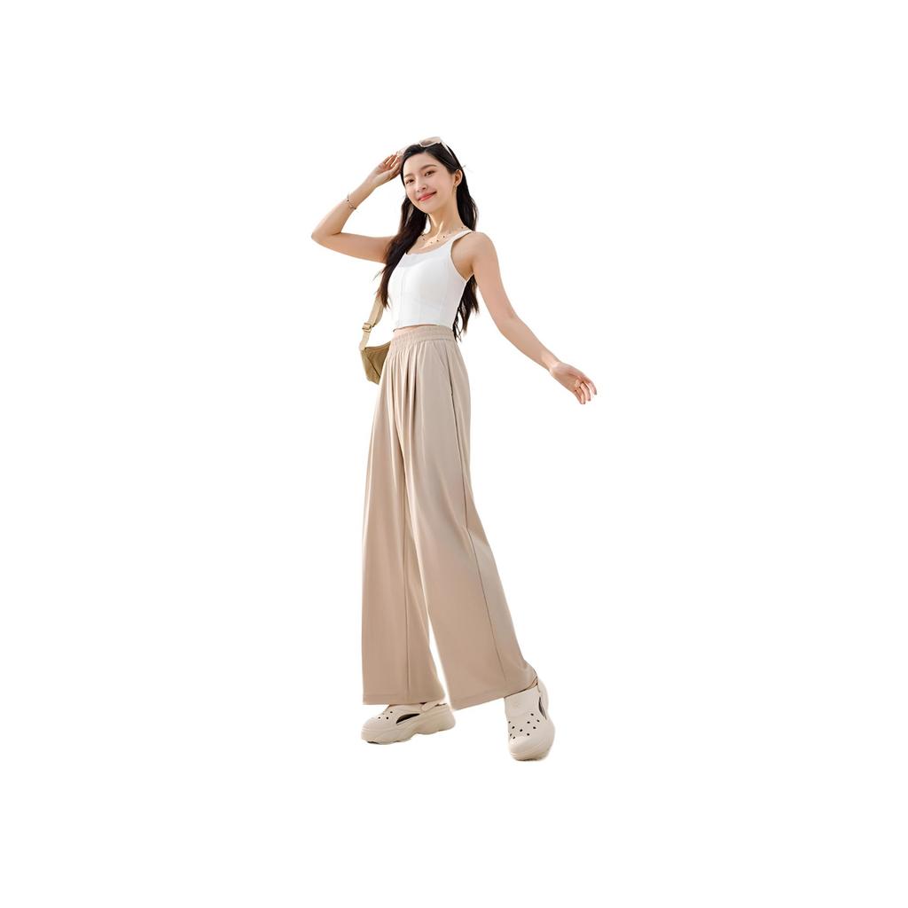 Anta Comfortable Casual Simple Versatile Breathable Straight Leg Knitted Sports Pants Women bottoms Nude-Khaki 962527313-1