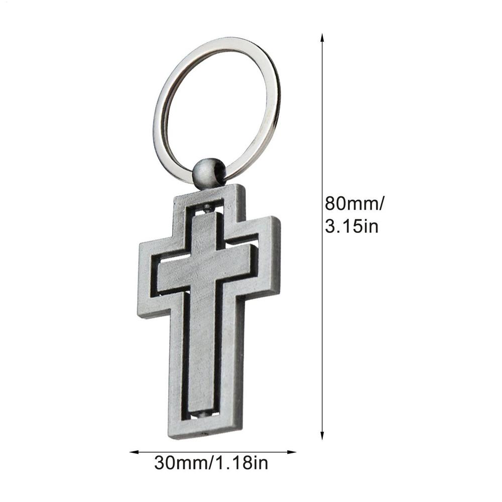 360 Rotating Crosses Keychain Metal Hollow Car Key Pendant Waist Hanging Key Holder Religious Belief Souvenir Gift