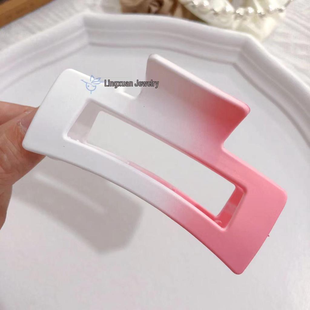 Gradient Pink Hair Clips for Women - 8-Piece Set: Large Claw & Shark Clips, Cross & Square Design