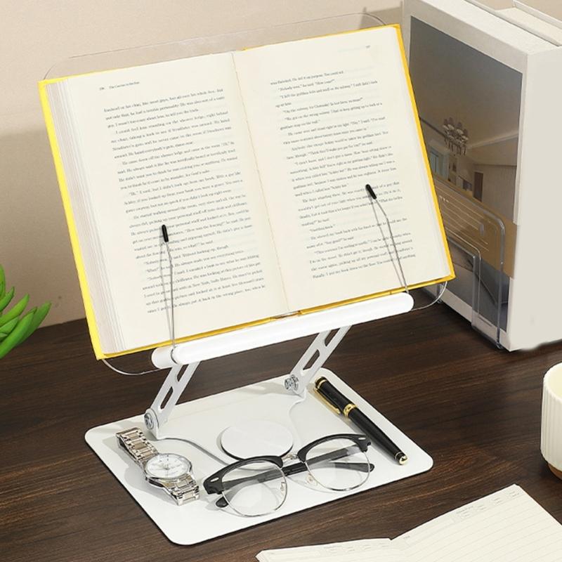 Ergonomic Acrylic Book Stand Height Adjustable and Angle for Reading Study and Cooking Foldable Portable Design