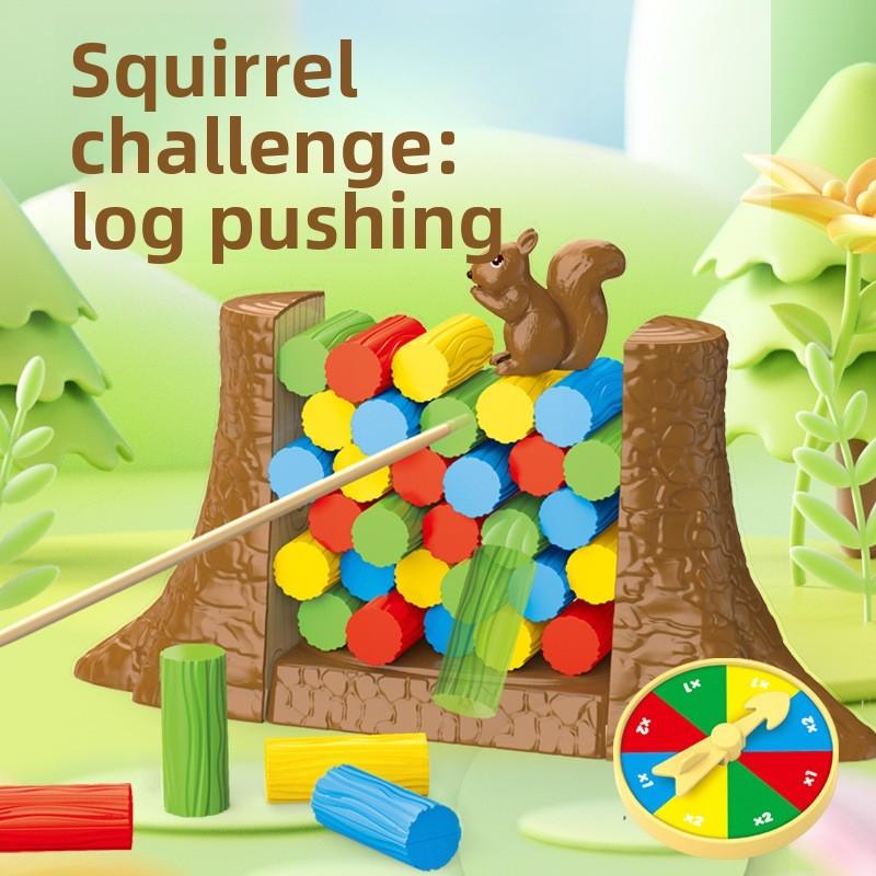 Childrens Squirrel Push Wooden Stacking Game With Interactive Thinking For Parent Child Play