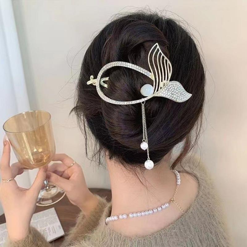 Trendy Personal Flower Hairpins Women Pearl Hair Clips Accessories Temperamental Alloy Hair Accessories