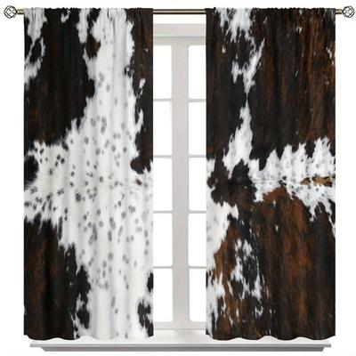 Tiger Animal Fur Black and White Printed Curtains, Study Kitchen, Living Room, Dormitory Pole Pocket Top, Bedroom Bccessories,