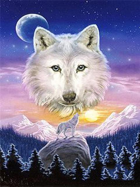 5d diamantová malba Wolf Mosaic Zvířecí kamínky Obrázky DIY Diamantové vyšívání Tygří křížový steh Mountain Wall Art