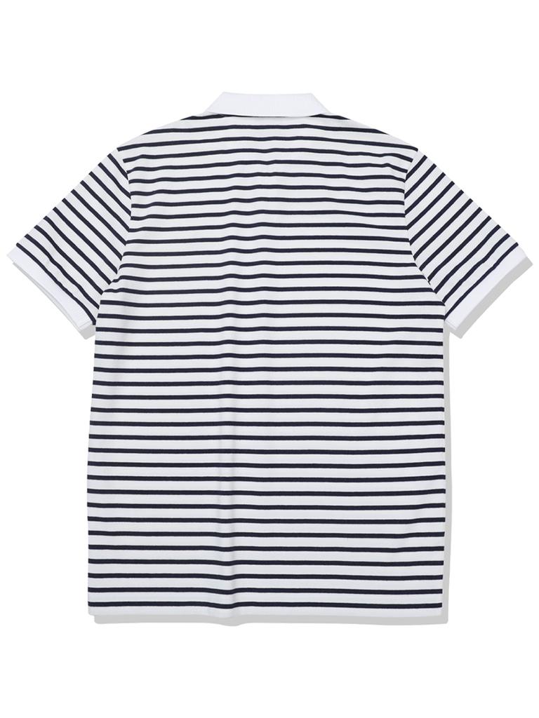 20TH HOLE Striped Half-Zip Collared T-Shirt [Navy]