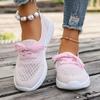 Casual Flat Sneakers Fall New Round Toe Deep Mouth Spliced Mesh Breathable Lace-Up Soft Sole Non-Slip Sneakers