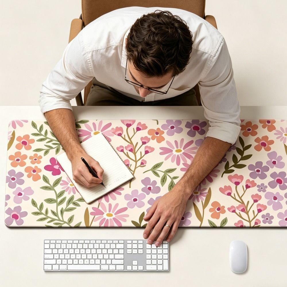 Non-Slip Floral Desk Pad Rubber Base Gaming Mats Desk Mat Mouse Pad  Work
