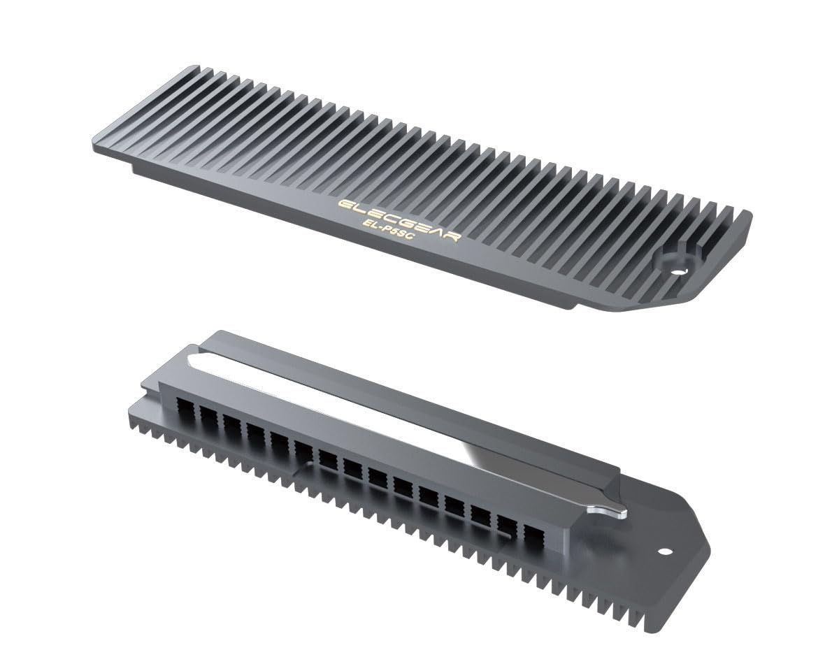 

ElecGear PS5 Pro and Slim SSD Heatsink, EL-P5SC Heatpipe + Aluminum Cooler for Internal PCIe M.2 NVMe Gen4 Memory, Redesigned SSD Mounting Posts