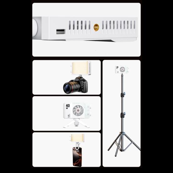40W LED Camera Fill Light with Tripod Portable Lightweight 4400mAh Rechargeable Adjustable 1/4-Inch Thread Video Shoot Photography Handheld Fill Lamp