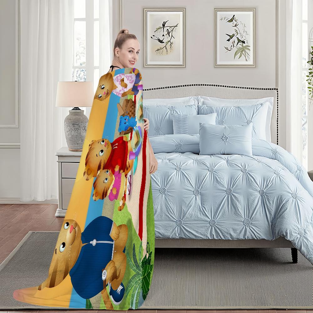 Cartoon D-Daniel Tigers Neighborhood Blanket Blanket for Couch Sofa Travel Home Picni Flannel Blanket Birthday Gift Warm